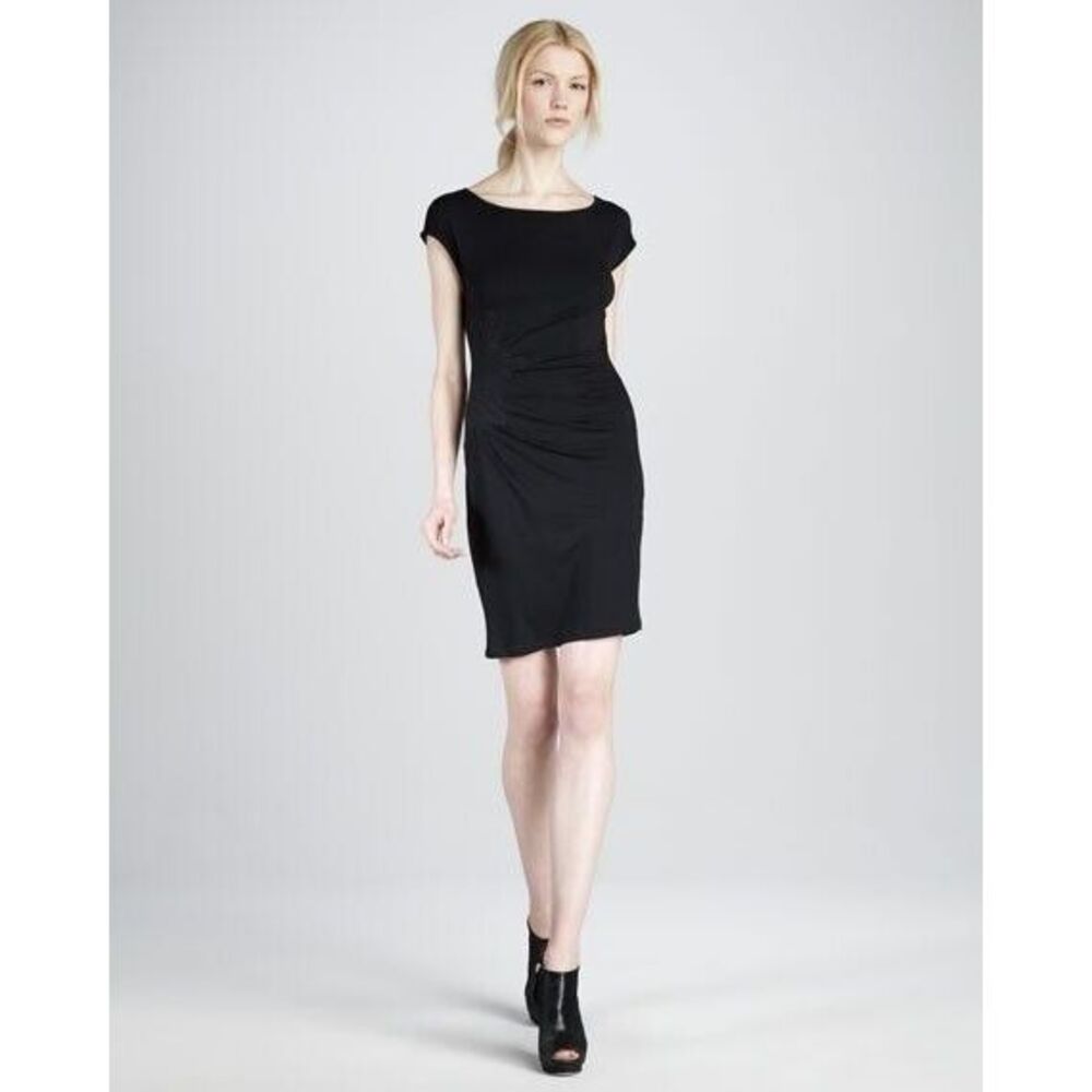 Catherine Malandrino Women's Gathered Ruched Jersey Dress Cap Sleeve‎ Medium